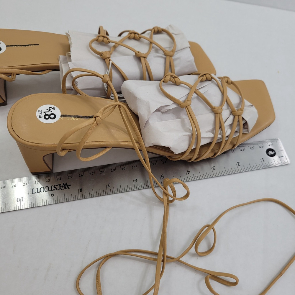 NWOT Ann Taylor Women's Knotted Leather Strappy Sandals Beige Size 8.5 - Picture 9 of 13